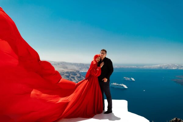 santorini flying dress photoshoot experience