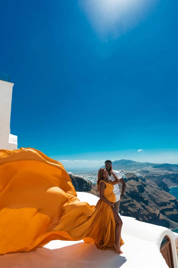 santorini flying dress photoshoot experience
