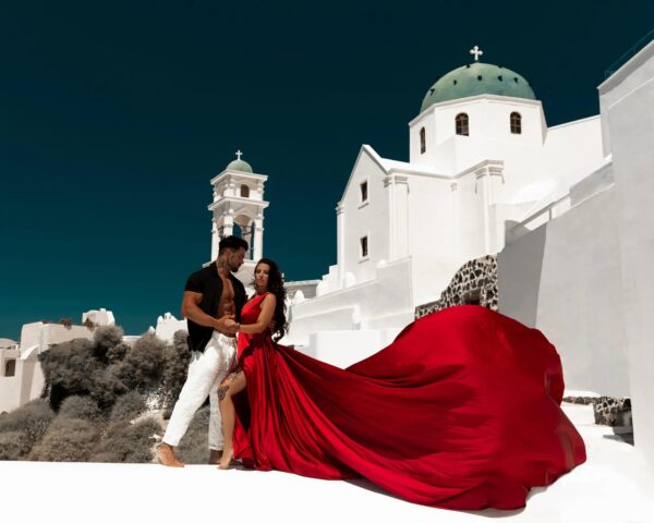 santorini flying dress photoshoot experience
