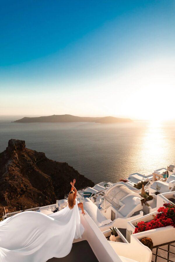 santorini flying dress photoshoot experience
