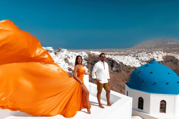 santorini flying dress photoshoot experience
