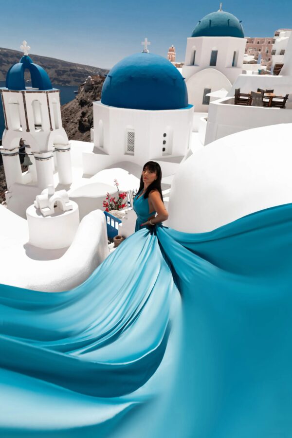 santorini flying dress photoshoot experience