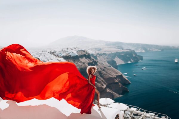 santorini flying dress photoshoot experience