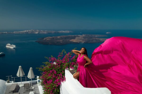 santorini flying dress photoshoot experience