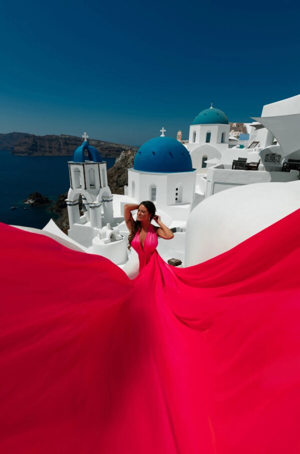 santorini flying dress photoshoot experience