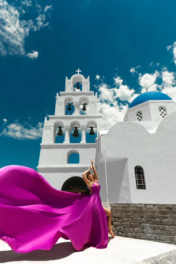 santorini flying dress photoshoot experience