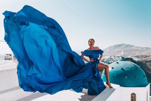 santorini flying dress photoshoot experience