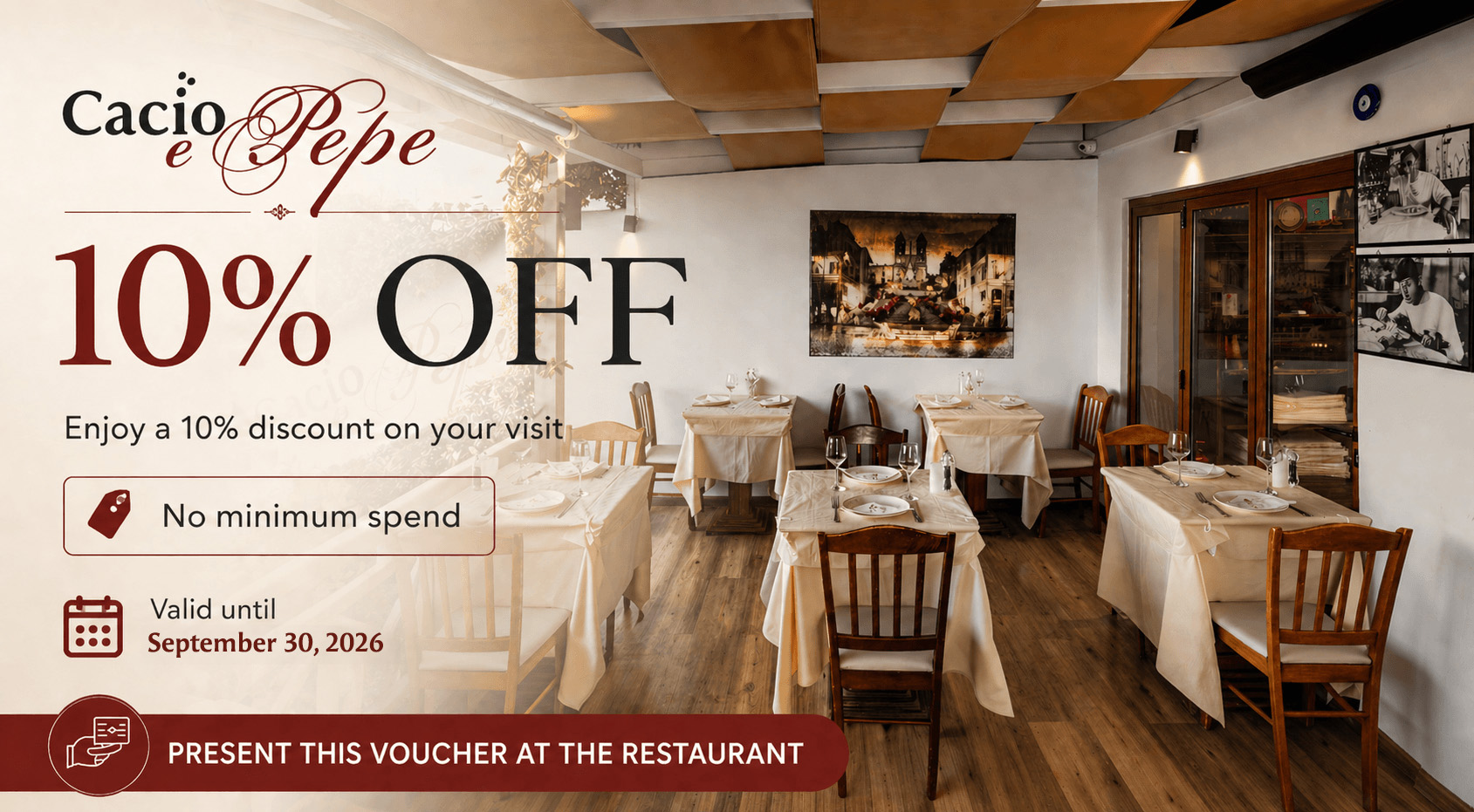 Cacio e Pepe 10% Discount Voucher